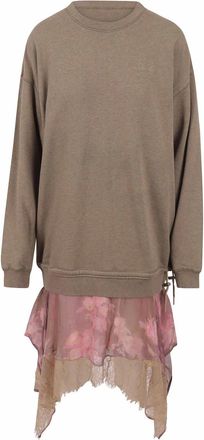 Diesel Chiffon and Lace Sweatshirt Dress