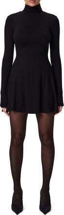 Naked Wardrobe Long Sleeve Turtleneck Minidress in Black at Nordstrom, Size X-Small