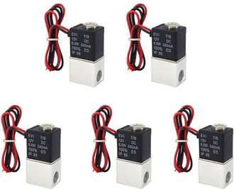 OEM 5 V&aacute;lvulas Solenoides Dc12v De 1/4 De Pulgada, 2 V&iacute;as, Normalmente Cerradas, Neum&aacute;ticas De Acci&oacute;n Directa Para Agua, Aire Y Gas