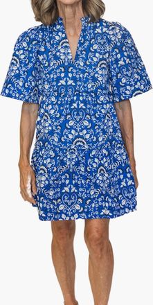 Sugarlips Lulu Split Neck Shift Dress In Royal Blue