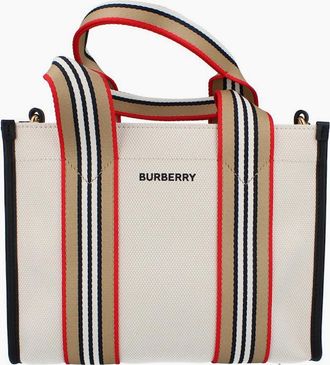 Burberry Womens Burberry Mini Canvas Tote Bag - Natural - White