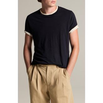 Vince Fine Slub Layered Look Pima Cotton T-Shirt in Coastal/smock White at Nordstrom, Size Xx-Large