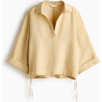H&M Oversized Lyocell-blend Blouse in Light Beige at Nordstrom, Size X-Small
