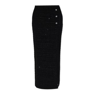 Alessandra Rich Midi Skirts, female, Black, Size: XS Skirt with Slit