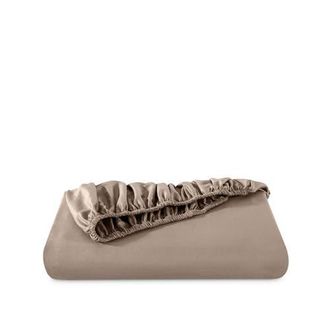 Bare Home 400 Thread Count Organic Cotton Sateen Fitted Sheet in Taupe at Nordstrom, Size Twin X-Long