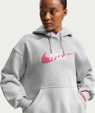 Nike Womens Nike Sportswear Phoenix Fleece Oversized Logo Hoodie in Grey | IM9643-043