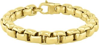 Robert Alton Stainless Steel Rounded Box Link Yellow Finish Bracelet
