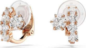 Swarovski Matrix Clip Earrings, Round Cut, White, 18K Rose Gold Finish