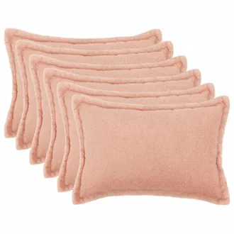 vidaXL Federa 6 Pcs Houten Rosa 50 X 70 Cm Boucl&eacute; Vidaxl