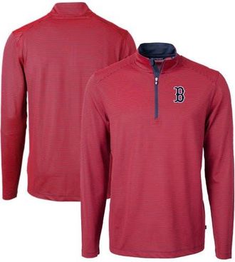 Cutter & Buck Mens Cutter & Buck Red/Navy Boston Red Sox Virtue Eco Pique Micro Stripe Big & Tall Recycled Quarter-Zip Pullover Top at Nordstrom, Size Xxx-Large
