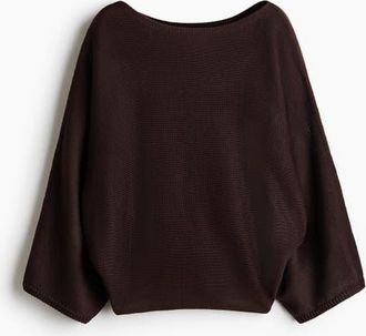 H&M Batwing-sleeved Jumper in Dark Brown at Nordstrom, Size X-Small