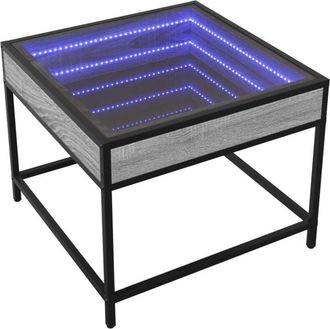 vidaXL Coffee Table with Infinity LED Grey Sonoma 50x50x41 cm vidaXL