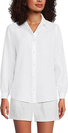 Lands End Linen Long Sleeve Feminine Shirt in White at Nordstrom, Size X-Large P
