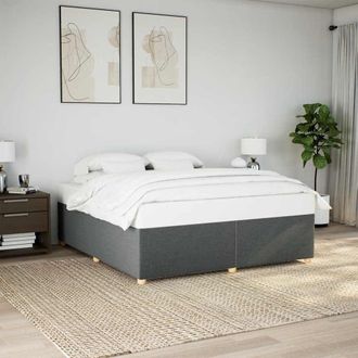 Berkfield Home Bed Frame without Mattress Dark Grey&not;Super King Fabric in Grey | Size: Super King
