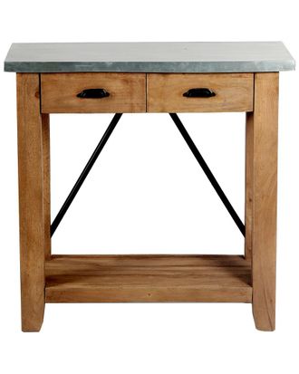 Alaterre Millwork 30in Wood and Zinc Metal Console/Media Table with Two Drawers