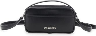 Jacquemus le Baneto Black Handbag With Logo Lettering On The Front In Leather Man