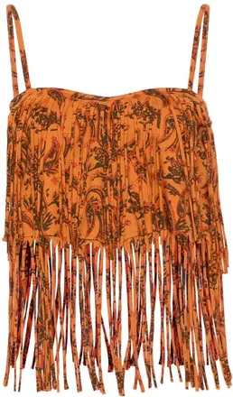 Alanui Monsoon paisley-print top - women - Elastane/Cotton - M - Orange