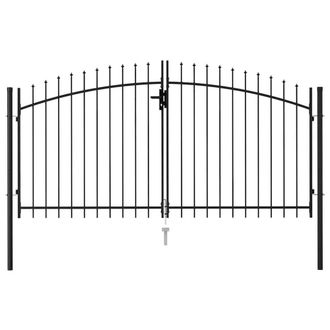 Berkfield Home Fence Gate Double Door with Spike Top Steel 3x1.5 m Black