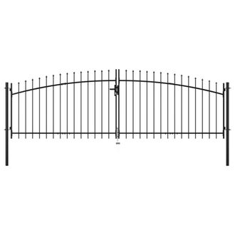 Berkfield Home Double Door Fence Gate with Spear Top 400x175 cm in Black