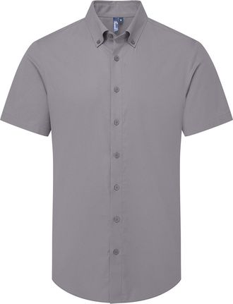 Premier Heren Supreme Oxford overhemd met korte mouwen (Staalgrijs)