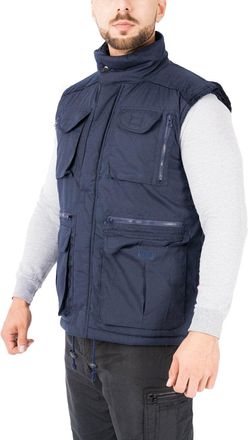 Generic Mens corduroy waistcoat Body Warmer Multi Pocket Heavy Padded Lined Fleece Sleeveless (Navy, 3XL)