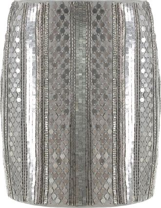 Alberta Ferretti Decoratieve Mini Rok met Pailletten - Dames - Korte rokken - Grijs - S - Pailletten - Rokken