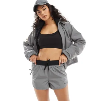 Nike Running Division Shorts Womens Silver Drawstring Waist DSGL1055
