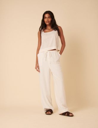 Nobody's Child White Linen-blend Shona Trousers