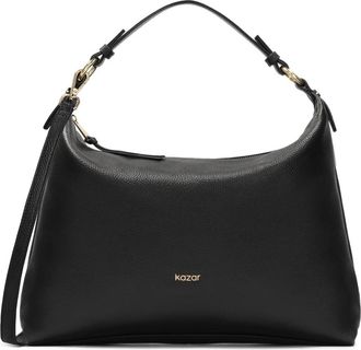 Kazar Zwarte leren handtas met een losse pasvorm - Dames - Handtassen - Zwart - ONE Size - Leer - Tassen
