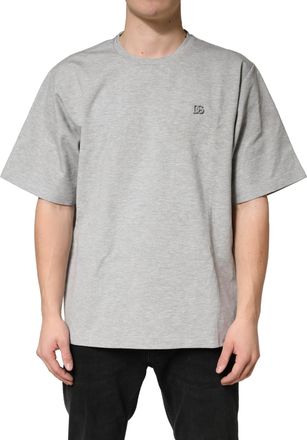 Dolce & Gabbana Mens Grey Cotton Crewneck Short Sleeve T-Shirt Gray