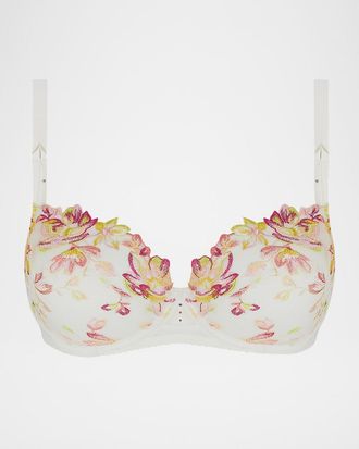 Lise Charmel Folie D & apos;Ete Floral-Embroidered Tulle Demi Bra