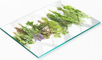 OEM Tabla De Servir De Cristal Para Cocina Con Decoraci&oacute;n De Hierbas Arom&aacute;ticas, 80x52 Cm