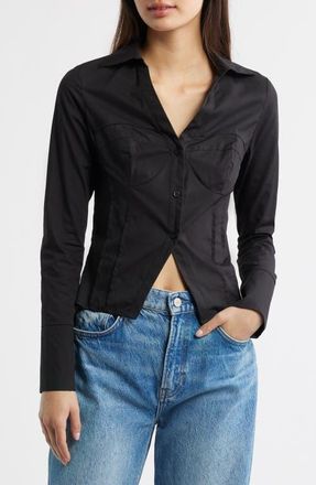 Princess Polly ZIFA SHIRT BLACK at Nordstrom, Size 10