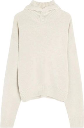 Christophe Lemaire Hoodies & sweatvesten, Heren, Beige, XL, Crème Gebreide Hoodie