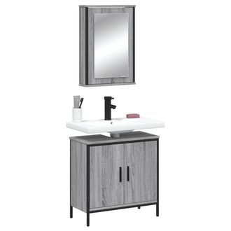 vidaXL Set De Muebles De Ba&ntilde;o 2 Pzas Madera Contrachapada Gris Sonoma Vidaxl
