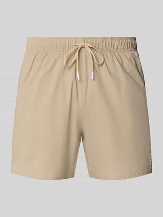 HUGO BOSS Badeshorts mit Label Stitching Modell ICONIC in Sand, Gr&ouml;&szlig;e XXL