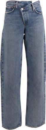 A Gold E Straight Jeans, female, Blue, Size: W25 Jeans con chiusura a incrocio