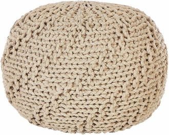 Beliani Beliani - Pouf poggiapiedi imbottito sgabello in cotone beige 50 x 35 cm Priene