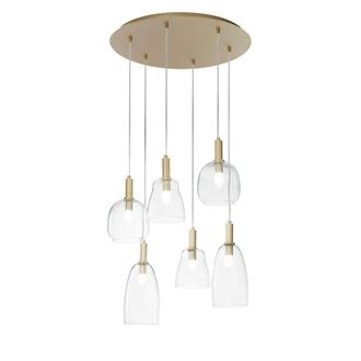 Luce-Ambiente-Design L&aacute;mpara de techo con detalles dorados y seis pantallas de vidrio sopla