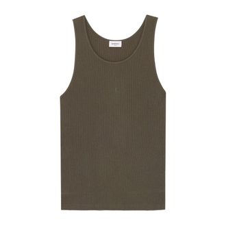 Saint Laurent Cassandre Tank - female - Saint Laurent - Sleeveless Tops - Green - M - Tops