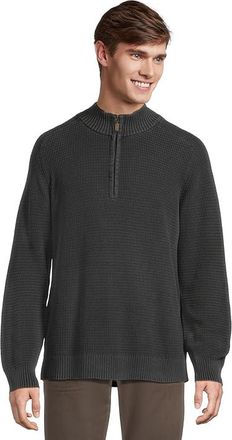 L.L.Bean Textured Washed Cotton Sweaters 1/4 zip Mens Clothing Faded Black : 2XL