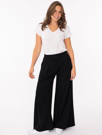 Zwillingsherz Bundfaltenhose ZWILLINGSHERZ Bundfalten, Damen, Gr. L/XL, N-Gr, schwarz, Web, Obermaterial: 95% Polyester, 5% Elasthan, Hosen Bundfaltenhose