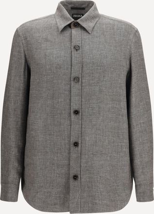 Ermenegildo Zegna Camicia Overshirt in cashmere lino e seta Man L