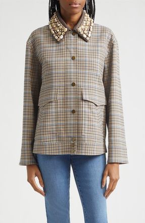 Veronica Beard Kasper Plaid Chore Jacket in Brown Multi at Nordstrom, Size X-Large
