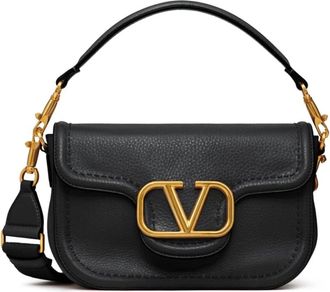 Valentino Garavani Zwarte Leren Crossbodytas met Hamerreli&euml;f van Valentino Garavani - Dames - Handtassen - Zwart - ONE Size - Leer - Tassen