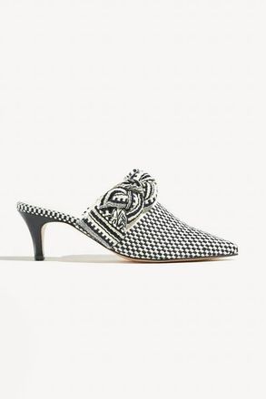 Amambaih Blanca Motif Fabric Mules in Ivory Black at Nordstrom, Size 40