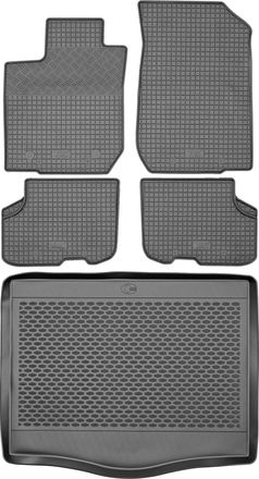 OEM Juego De Alfombrillas De Goma Para Dacia Sandero Ii Hatchback (2013-2018) + Alfombrilla Para El Maletero