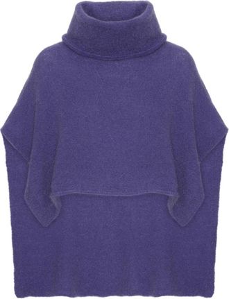 Americandreams Bella Poncho - Dames - Coltruien - Paars - ONE Size - Wol - Truien & Vesten
