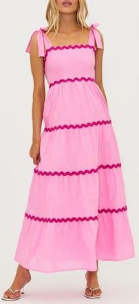 Beach Riot Rickrack Trim Tiered Cover-Up Maxi Dress in Sweet Berry at Nordstrom Rack, Size X-Small