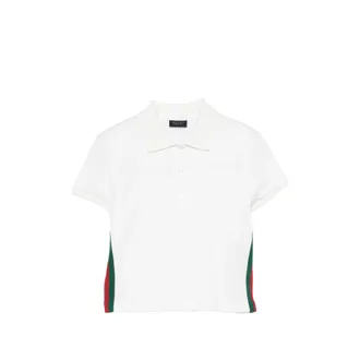 Gucci Web-stripe Cropped Polo Top